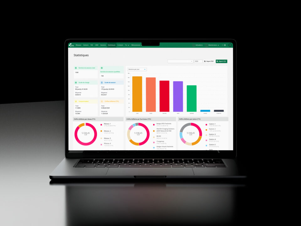 ogiciel de supervision de bornes de recharge pour véhicules électriques avec carte interactive et suivi en temps réel